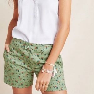 Sanctuary x Anthropologie Women's Size 30 Odyssey Shorts Green Floral Mid Rise